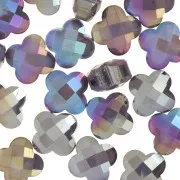 Perle trèfle facetté 11.5 mm en verre - Violet foncé AB x1