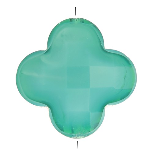 Perle trèfle facetté 12 mm en verre - Vert canard x1