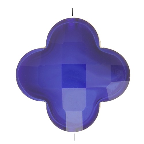 Perle trèfle facetté 12 mm en verre - Bleu foncé x1