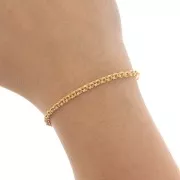 Chaîne maille Forçat double anneaux 3 mm - Doré à l'or fin x1m