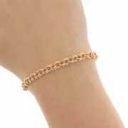 Chaîne maille Forçat double anneaux 5 mm - Doré à l'or fin x1m