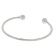 Bracelet jonc 170 mm avec 2 boules - Placage Argent fin vieilli x1