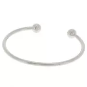 Bracelet jonc 170 mm avec 2 boules - Placage Argent fin vieilli x1