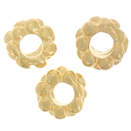Perles rondelles forme fleur 4 mm - Doré à l'or fin x10