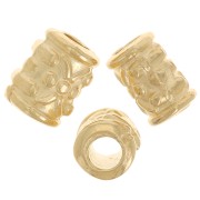 Perles tubes travaillés 7x5 mm - Doré à l'or fin x5