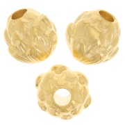 Perle ronde motif fleur 8 mm - Doré à l'or fin x1|raw }}