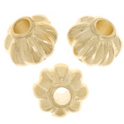 Perles rondes effet fleur 8 mm - Doré à l'or fin x4