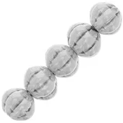 Perles rondes aplaties effet fleur 7.5 mm - Argenté vieilli x4