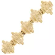 Perles rondes aplaties 8x6 mm avec petites boules - Doré à l'or fin x5