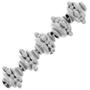 Perles rondes aplaties 8x6 mm avec petites boules - Argenté vieilli x5