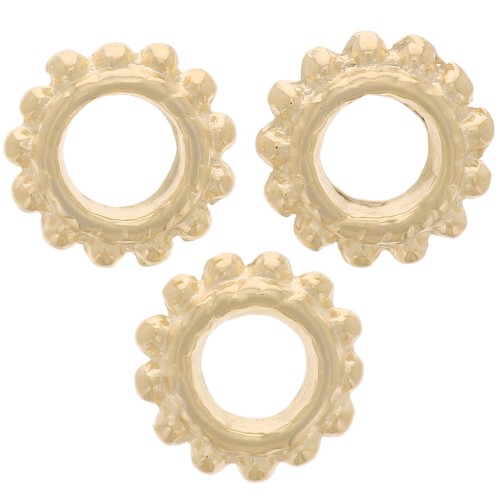 Perles rondelles avec petites boules 7 mm - Doré à l'or fin x10