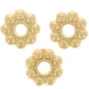 Perles rondelles fleur 7 mm - Doré à l'or fin x10