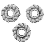 Perles rondelles effet corde 5 mm - Argenté vieilli x10|raw }}