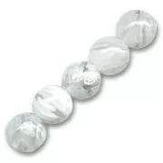 Rondes Millefiori 10 mm Crystal fleurs White x5