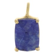 Pendentif rectangle facetté serti griffe 12x6mm Arg 925 Doré Or fin - Lapis lazuli|raw }}