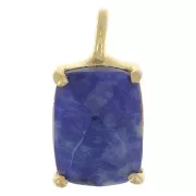 Pendentif rectangle facetté serti griffe 12x6mm Arg 925 Doré Or fin - Lapis lazuli