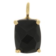 Pendentif rectangle facetté serti griffe 12x6mm Argent 925 Doré Or fin - Onyx noir|raw }}