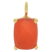 Pendentif rectangle facetté serti griffe 12x6mm - Arg 925 Doré Or fin - Onyx rouge|raw }}