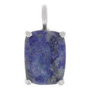 Pendentif rectangle facetté avec serti griffe 12x6 mm - Argent 925 - Lapis lazuli|raw }}