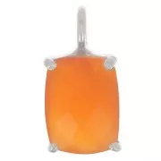 Pendentif rectangle facetté avec serti griffe 12x6 mm - Argent 925 - Cornaline