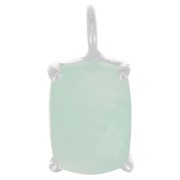 Pendentif rectangle facetté avec serti griffe 12x6 mm - Argent 925 - Amazonite