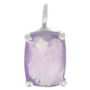 Pendentif rectangle facetté avec serti griffe 12x6 mm - Argent 925 - Amethyste|raw }}