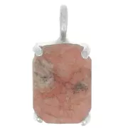 Pendentif rectangle facetté avec serti griffe 12x6 mm - Argent 925 - Rhodochrosite
