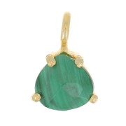Pendentif triangle facetté serti griffe 10x7 mm Argent 925 Doré Or fin - Malachite|raw }}