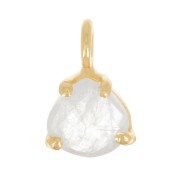 Pendentif triangle facetté serti griffe 10x7mm Arg 925 Doré Or fin -Pierre de lune