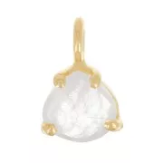 Pendentif triangle facetté serti griffe 10x7mm Arg 925 Doré Or fin -Pierre de lune