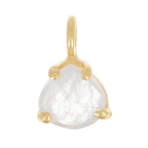 Pendentif triangle facetté serti griffe 10x7mm Arg 925 Doré Or fin -Pierre de lune
