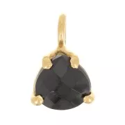Pendentif triangle facetté serti griffe 10x7 mm - Arg 925 Doré Or fin - Onyx noir