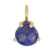 Pendentif triangle facetté serti griffe 10x7 mm Arg 925 Doré Or fin - Lapis lazuli