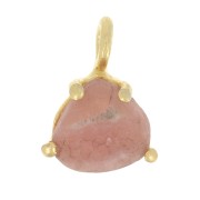 Pendentif triangle facetté serti griffe 10x7mm Arg 925 Doré Or fin - Rhodochrosite|raw }}