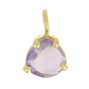 Pendentif triangle facetté serti griffe 10x7 mm Argent 925 Doré Or fin - Amethyste|raw }}
