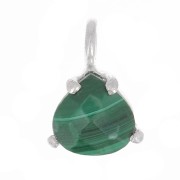 Pendentif triangle facetté avec serti griffe 10x7 mm - Argent 925 - Malachite x1