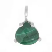 Pendentif triangle facetté avec serti griffe 10x7 mm - Argent 925 - Malachite x1