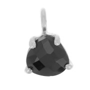 Pendentif triangle facetté avec serti griffe 10x7 mm - Argent 925 - Onyx noir x1