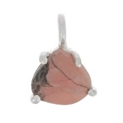 Pendentif triangle facetté avec serti griffe 10x7 mm - Argent 925 - Rhodonite