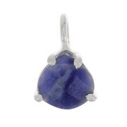 Pendentif triangle facetté avec serti griffe 10x7 mm - Argent 925 - Sodalite|raw }}