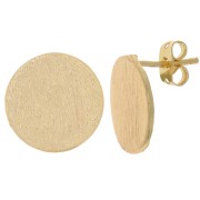 Clous d'oreilles rond effet brossé 15 mm avec anneau ouvert - Doré x2|raw }}