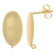 Clous d'oreilles ovale effet brossé 17x10 mm avec anneau ouvert - Doré x2|raw }}