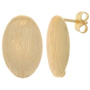 Clous d'oreilles ovale effet brossé 20x13 mm avec anneau ouvert - Doré x2