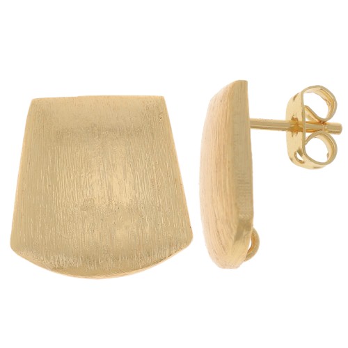 Clous d'oreilles trapèze effet brossé 15 mm avec anneau ouvert - Doré x2