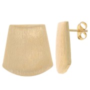 Clous d'oreilles trapèze effet brossé 20 mm avec anneau ouvert - Doré x2