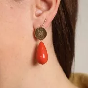 Clous d'oreilles rond effet brossé 15 mm avec anneau ouvert - Argenté x2