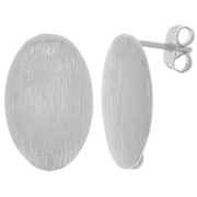 Clous d'oreilles ovales effet brossé 20x13 mm avec anneau ouvert - Argenté x2|raw }}