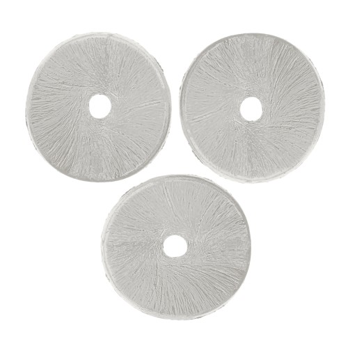 Perles rondelles Heishi ondulées effet brossé 8x0.8mm Argenté x5g environ 15pièces