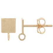Clous d'oreilles carrés 5 mm avec anneau ouvert - Gold Filled (or laminé) x2