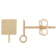 Clous d'oreilles carrés 5 mm avec anneau ouvert - Gold Filled (or laminé) x2